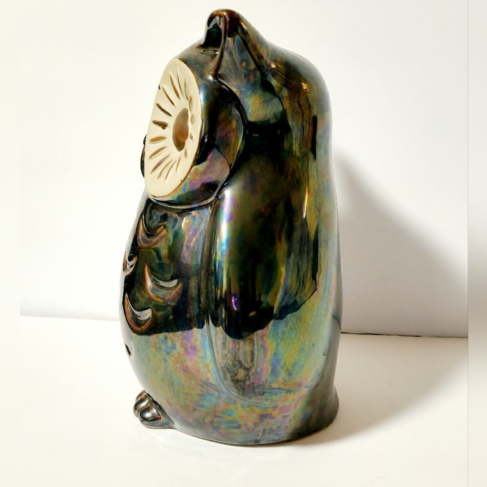 Ceramic irradescent owl decor - Picture 3 of 7